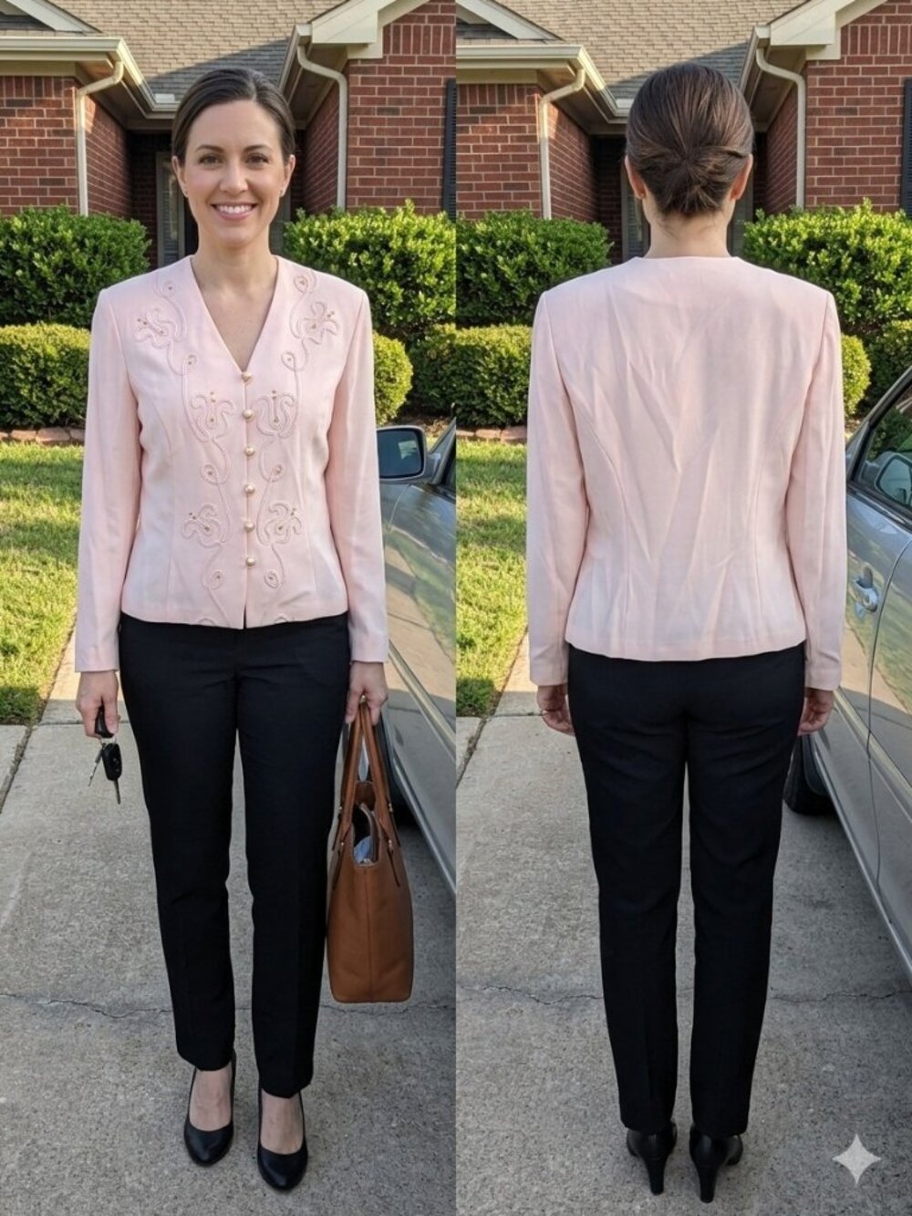 Vtg R&M Richards Karen Kwong Pink Soutache Button Blazer Jacket Size 12 Made USA